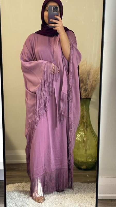 Huda tassel kaftan in Purple