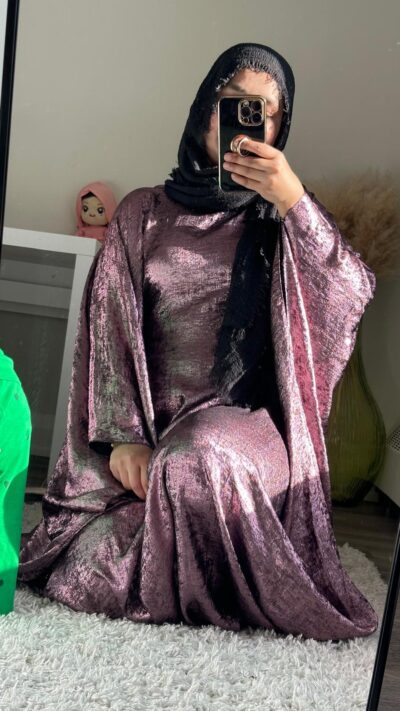 Adah shimmer kaftan in Pink - Image 2