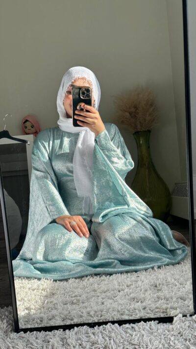 Adah shimmer kaftan in Sky Blue - Image 2