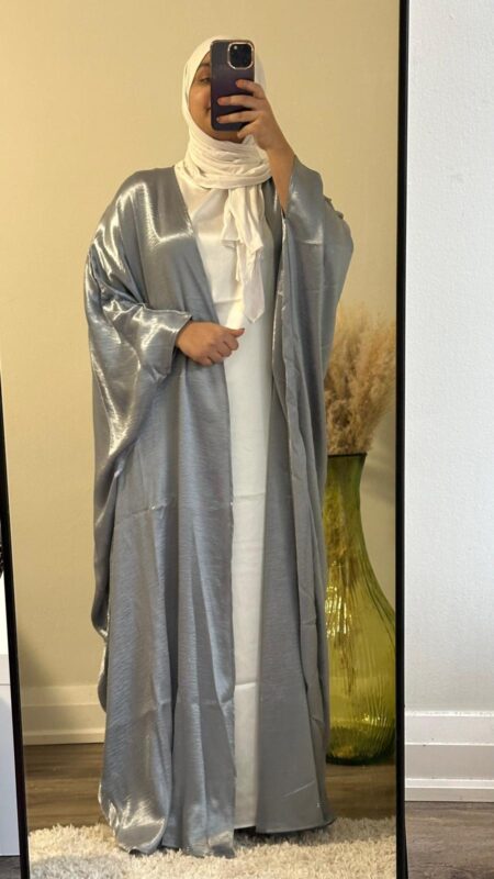 Alfi front open abaya in Gray