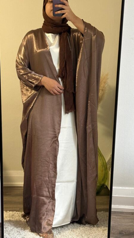 Alfi front open abaya in Brown